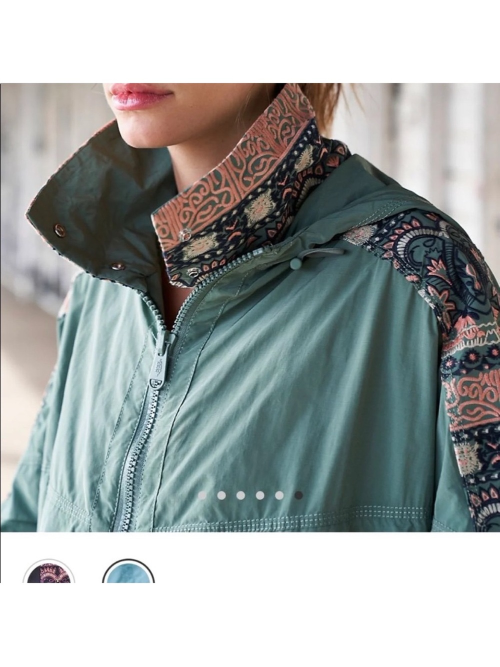 Free People FP Movement She Fly Anorak Windbreaker Hooded Embroidered Jacket XS - Picture 7 of 10